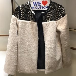 Fraux fur coat with metallic detail